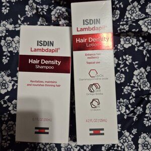 ISDIN Lambdapil Hair density Lotion and shampoo original packaging with QR code